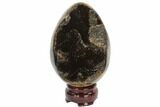 Bargain, Septarian Dragon Egg Geode - Black Crystals #123016-1